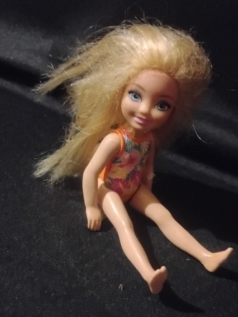 Blonde Fashion Doll in Orange Floral Swimsuit - Kids Toys